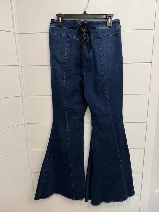 Free People We The Free Blue Crvy Super High Rise Flare Jeans 31 36460 - Picture 7 of 15